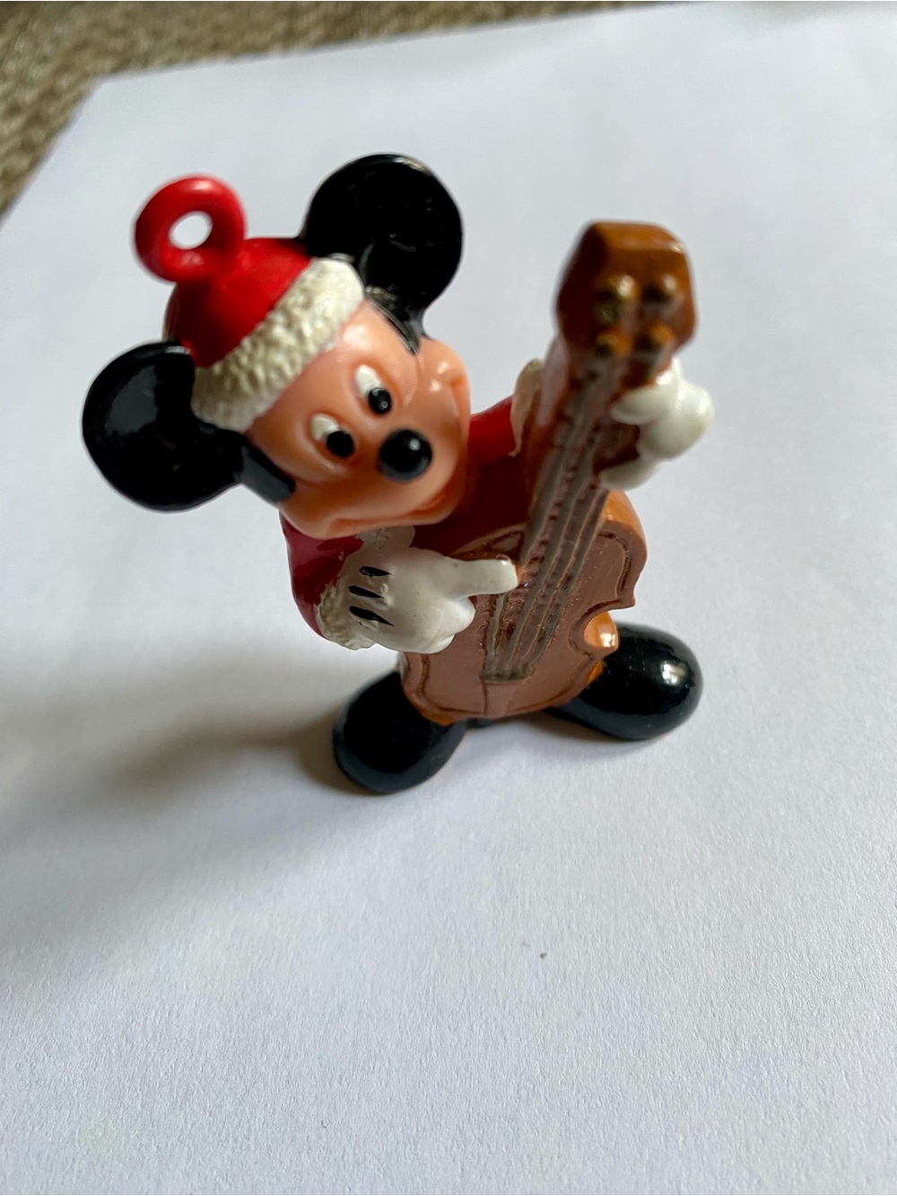 Vintage Mickey Mouse Playing Cello Double Bass Santa Christmas Ornament